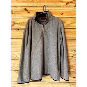Nautica Mens Gray Fleece Quarter Zip Pullover Sweatshirt Size 2XL